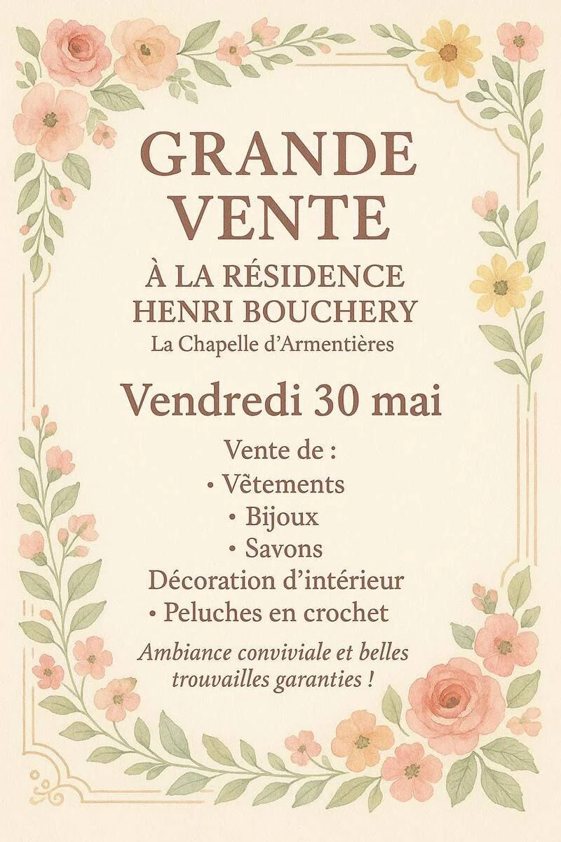 Affiche pour un salon de créateurs à la résidence Henri Bouchery à La Chapelle d'Amentières