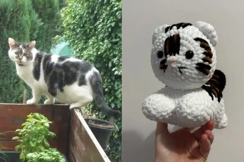 Chat en crochet personnalisé aux couleurs d'un vrai chat