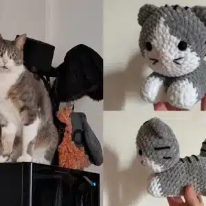 Chat en crochet personnalisé aux couleurs d'un vrai chat