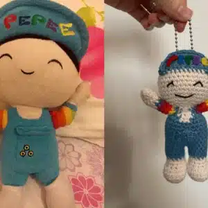 Peluche recréée en crochet et en porte-clés