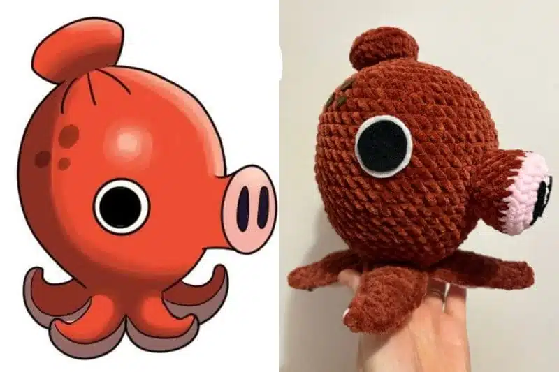 Personnage dessiné Squidlink reproduit en crochet