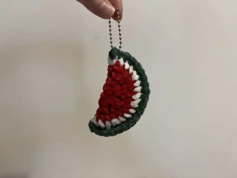 Porte-clés pastèque en crochet